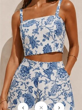 Commense Floral Blue and White matching set- NWT